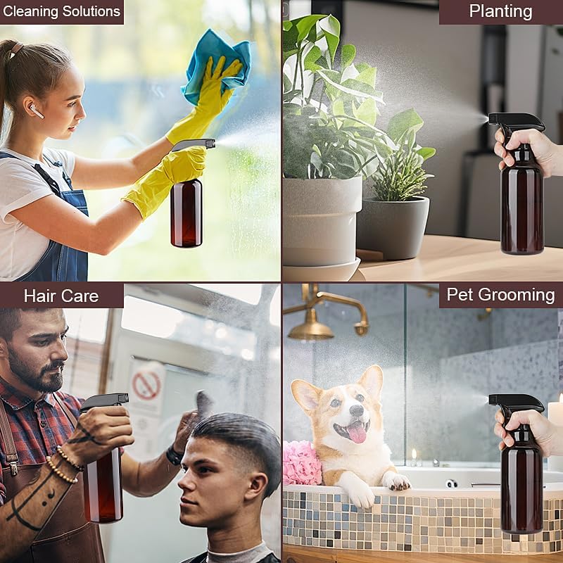 Hethyo Spray Bottles 16.9oz Plastic Spray Bottle for Hair Mist/Stream Heavy Duty Empty Spray Bottles for Cleaning Solutions, Plants (16.9oz-Brown) - Image 5
